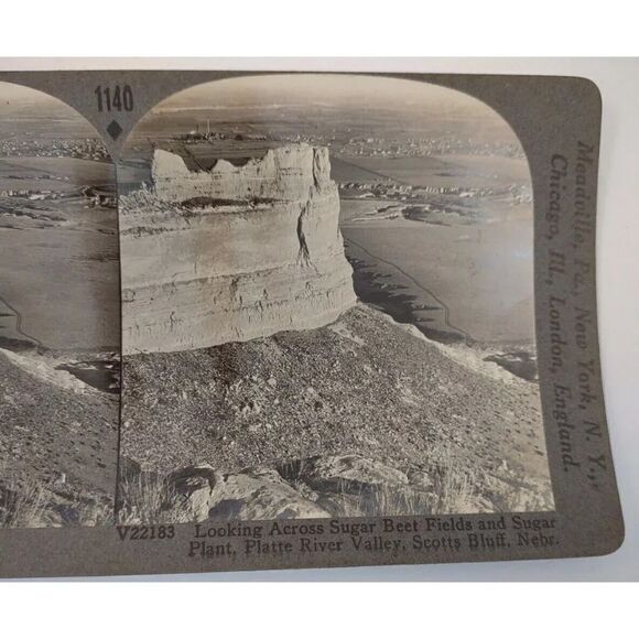 Scotts Bluff Nebraska Stereoview Card Platte River Valley Sugar Beet Field - Picture 8 of 10